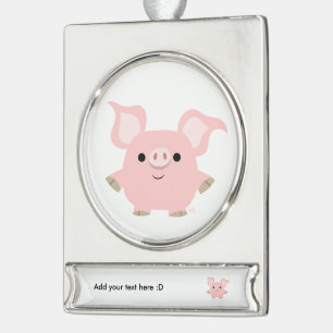Niedlicher Shorty-Cartoon Schweinebanner Banner-Ornament Silber