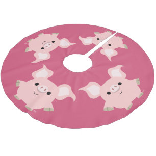 Niedlicher Shorty-Cartoon Schweinebaum-Rock Polyester Weihnachtsbaumdecke