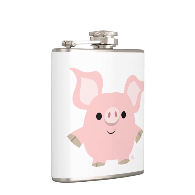 Niedlicher Shorty-Cartoon Schweineherde Flachmann (Rechts)