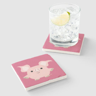 Niedlicher Shorty Cartoon Schweinestein Untersetze Steinuntersetzer