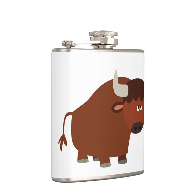 Niedlicher Shy Cartoon Bull Hip Flask Flachmann (Rechts)