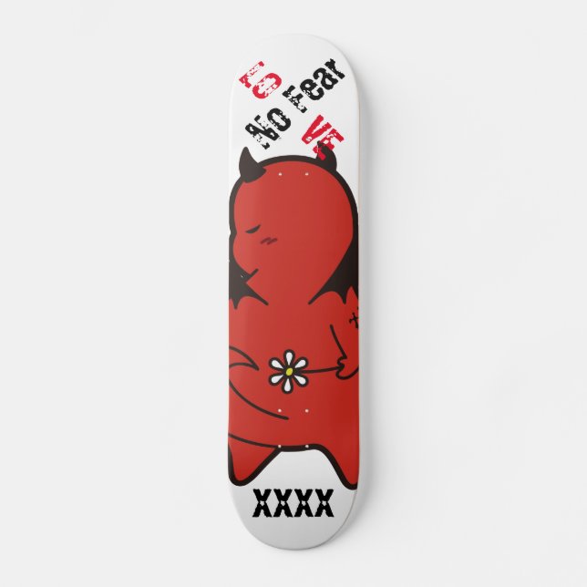 Niedlicher Shy Devil in der LIEBE Skateboard (Vorderseite)