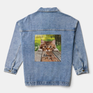 Niedlicher sibirischer Flüchtige Blick Jeansjacke