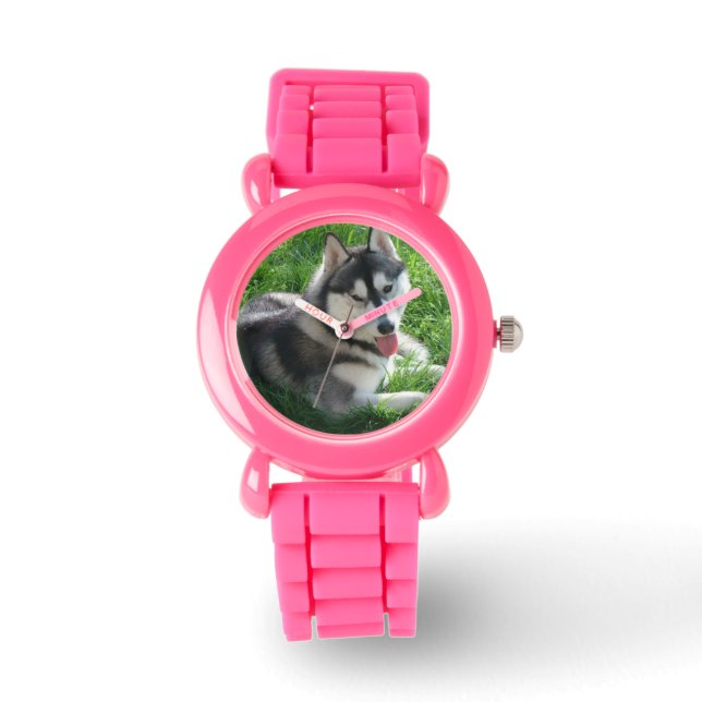 Niedlicher sibirischer Husky Armbanduhr (Vorderseite)