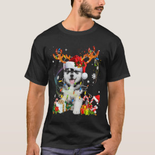 Niedlicher sibirischer Husky Dog Lights Santa T-Shirt