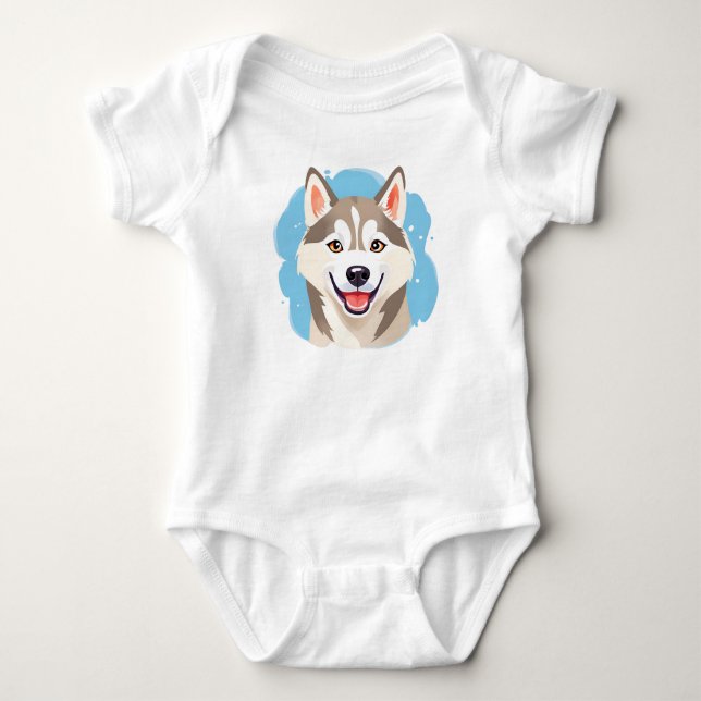 Niedlicher sibirischer Husky Dog Wolf Funny Huskie Baby Strampler (Vorderseite)