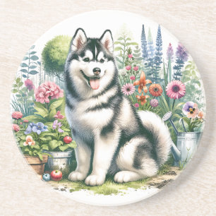 Niedlicher sibirischer Husky Getränkeuntersetzer