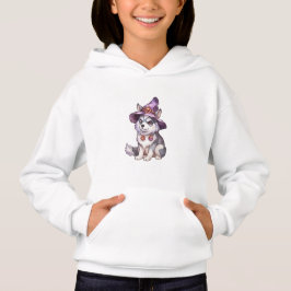 Niedlicher sibirischer Husky-Hund in Hexenhut Hoodie