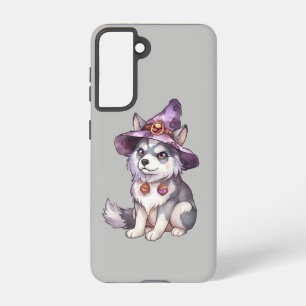 Niedlicher sibirischer Husky-Hund in Hexenhut Samsung Galaxy Hülle