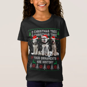Niedlicher sibirischer Husky Hund Oh Weihnachtsbau T-Shirt