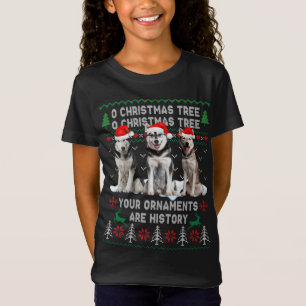 Niedlicher sibirischer Husky Hund Oh Weihnachtsbau T-Shirt