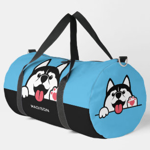 Niedlicher sibirischer Husky individuelle Name & F Duffle Bag