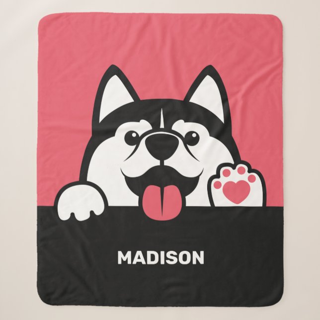 Niedlicher sibirischer Husky individuelle Name & F Sherpadecke (Vorderseite)