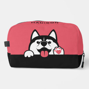 Niedlicher sibirischer Husky individuelle Name & F Waschbeutel