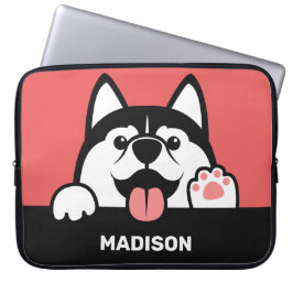 Niedlicher sibirischer Husky-individuelle Name Laptopschutzhülle