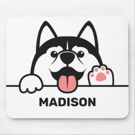 Niedlicher sibirischer Husky-individuelle Name Mousepad
