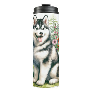 Niedlicher sibirischer Husky Thermosbecher