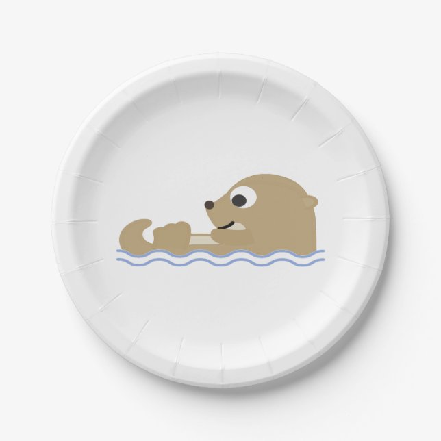 Niedlicher sich hin- und herbewegender Otter Pappteller (Vorderseite)