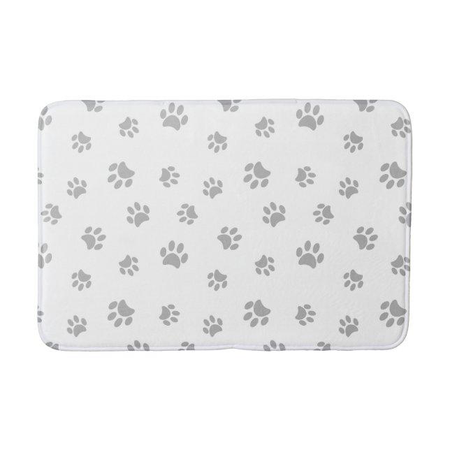 Niedlicher Silbergrau-Paw-Druck Badematte (Vorderseite)