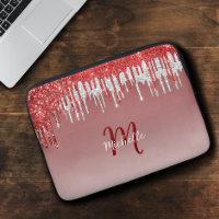 Niedlicher Silver Red Glitzer Tropfen Monogram Spa
