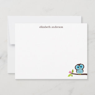 Niedlicher Single Owl Custom Dankeschön Hinweise Mitteilungskarte