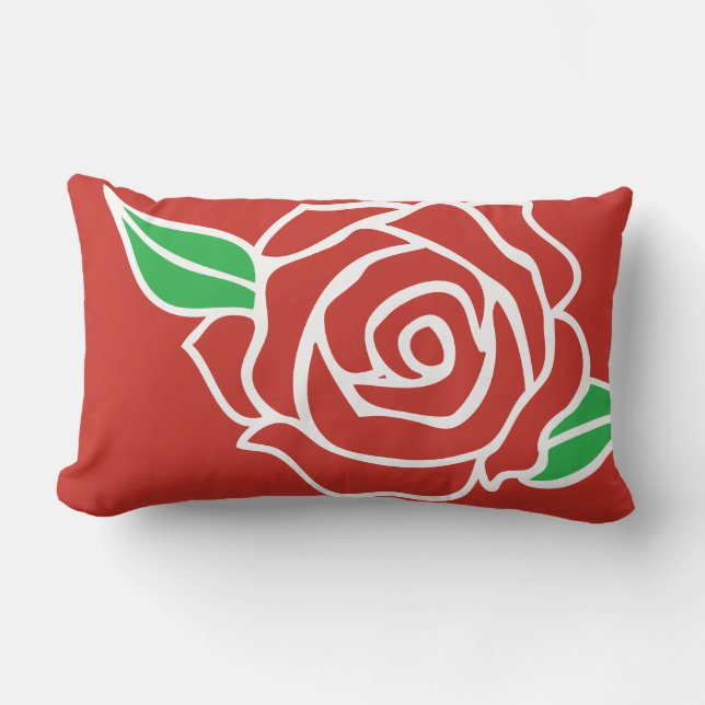 Niedlicher Single Rote Rose Blumen Lendenkissen (Vorderseite)