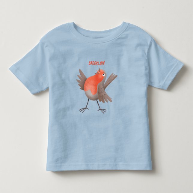 Niedlicher Singvogel Cartoon Kleinkind T-shirt (Vorderseite)