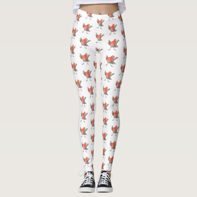 Niedlicher Singvogel Cartoon Leggings (Vorderseite)