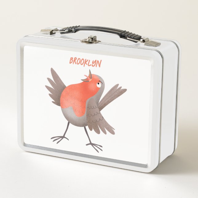 Niedlicher Singvogel Cartoon Metall Brotdose (Vorderseite)