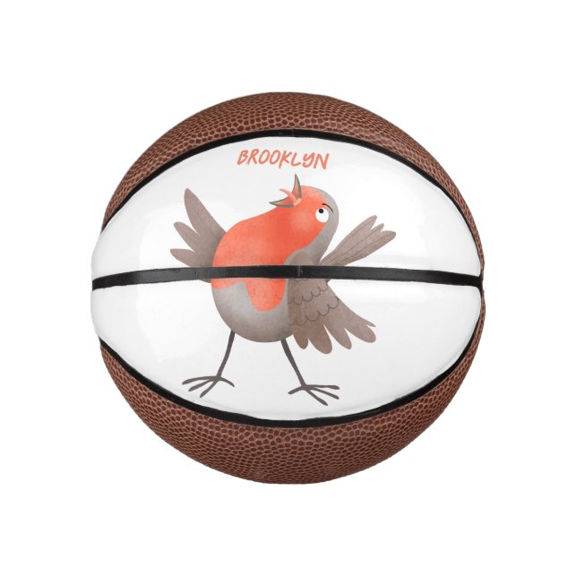 Niedlicher Singvogel Cartoon Mini Basketball (Vorderseite)
