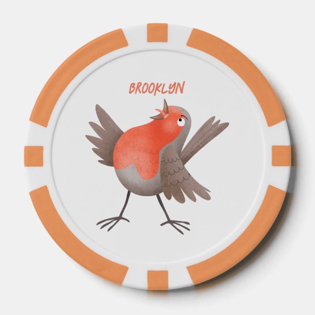 Niedlicher Singvogel Cartoon Pokerchips (Vorderseite)