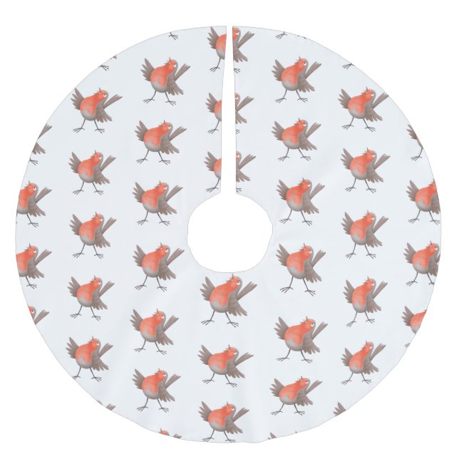Niedlicher Singvogel Cartoon Polyester Weihnachtsbaumdecke (Vorderseite)