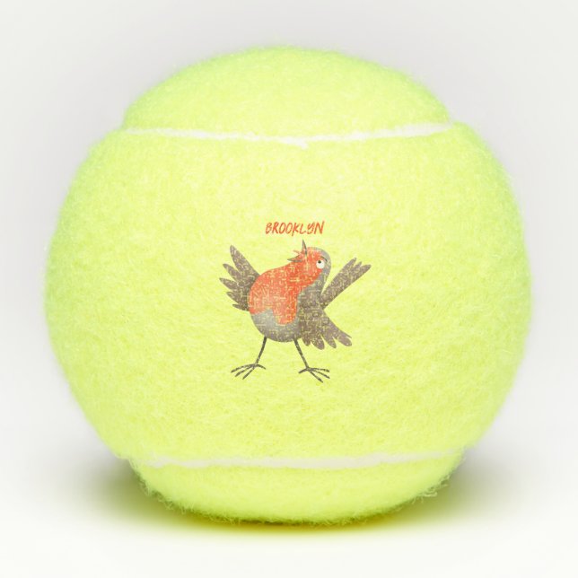 Niedlicher Singvogel Cartoon Tennisbälle (Vorderseite)