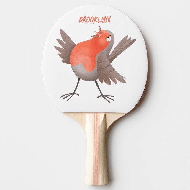 Niedlicher Singvogel Cartoon Tischtennis Schläger (Vorderseite)