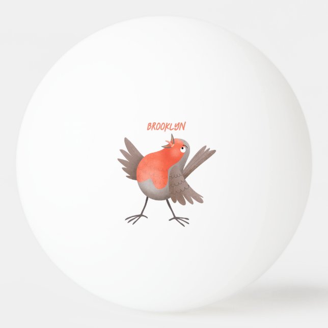Niedlicher Singvogel Cartoon Tischtennisball (Vorderseite)