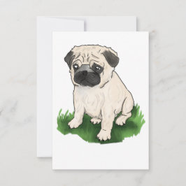 Niedlicher Sitting-Mops Danke-Karte Dankeskarte
