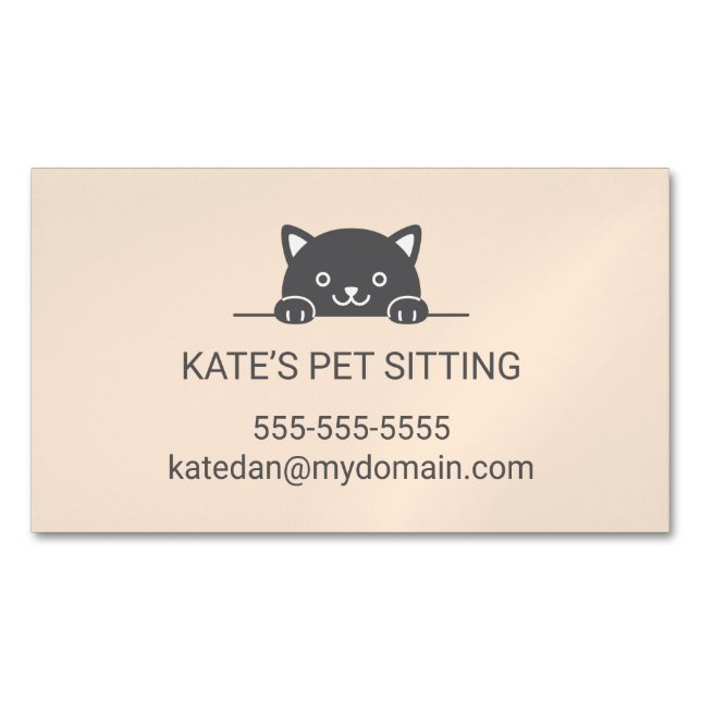 Niedlicher Sitzdienst für Schwarze Katzen Magnetische Visitenkarte (Vorderseite)