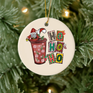 Niedlicher skandinavischer Weihnachtsmann Gnome -  Keramik Ornament