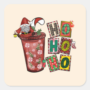 Niedlicher skandinavischer Weihnachtsmann Gnome -  Quadratischer Aufkleber
