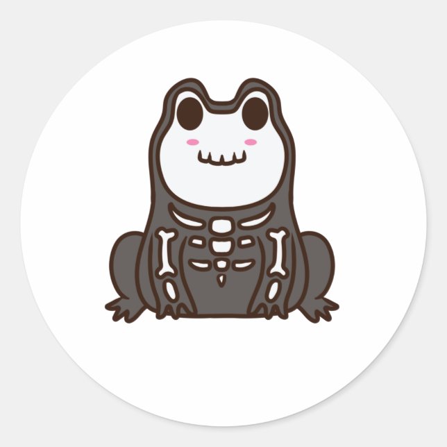 Niedlicher Skelettfrosch Runder Aufkleber (Vorderseite)