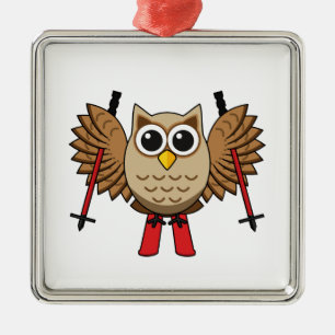 Niedlicher Skifahrer Cartoon Ornament Aus Metall