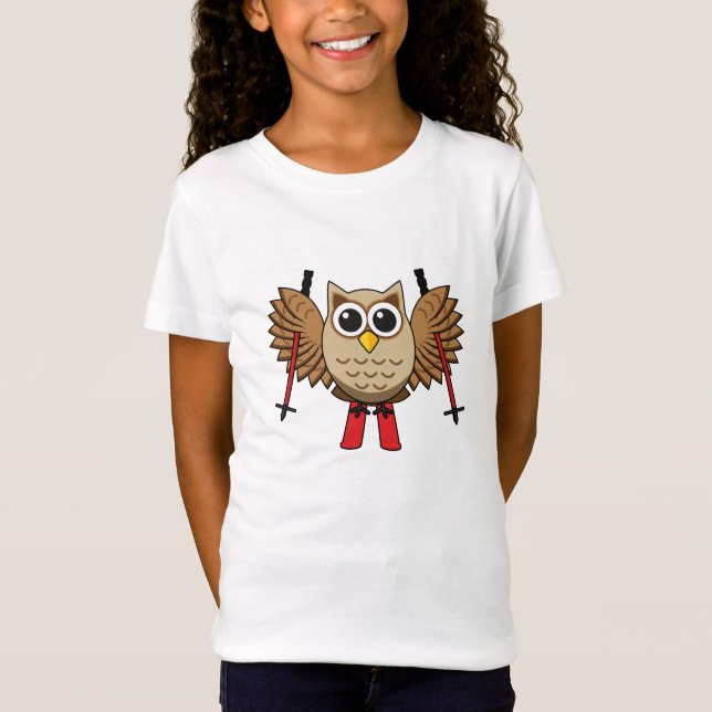 Niedlicher Skifahrer Cartoon T-Shirt (Vorderseite)