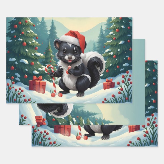 Niedlicher Skunk Cartoon Geschenkpapier Set (Set)