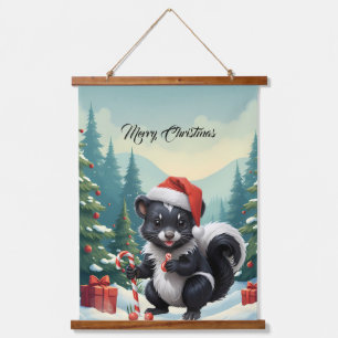 Niedlicher Skunk Cartoon Wandteppich Mit Holzrahmen
