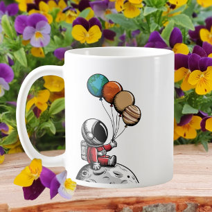 Niedlicher skurriler Astronaut, Weltraum, Planeten Kaffeetasse