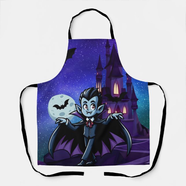 Niedlicher, skurriler Halloweenvampir Schürze (Vorderseite)