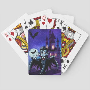 Niedlicher, skurriler Halloweenvampir Spielkarten