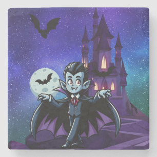 Niedlicher, skurriler Halloweenvampir Steinuntersetzer