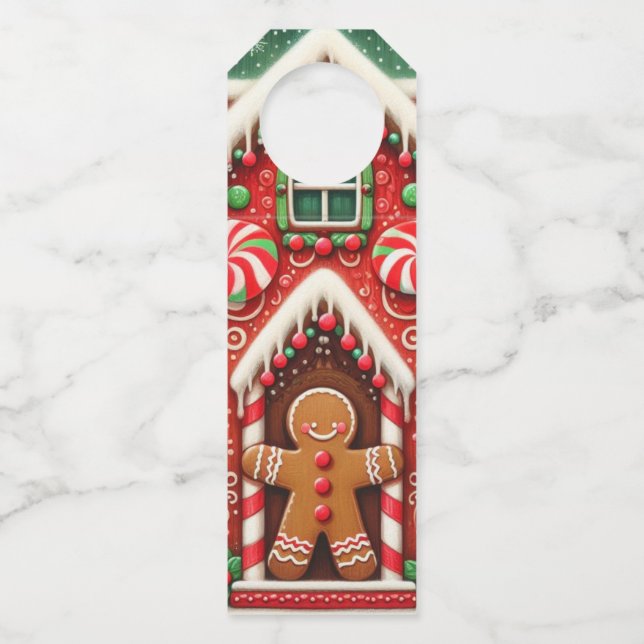 Niedlicher, skurriler Lebkuchen Flaschenanhänger (Vorderseite)