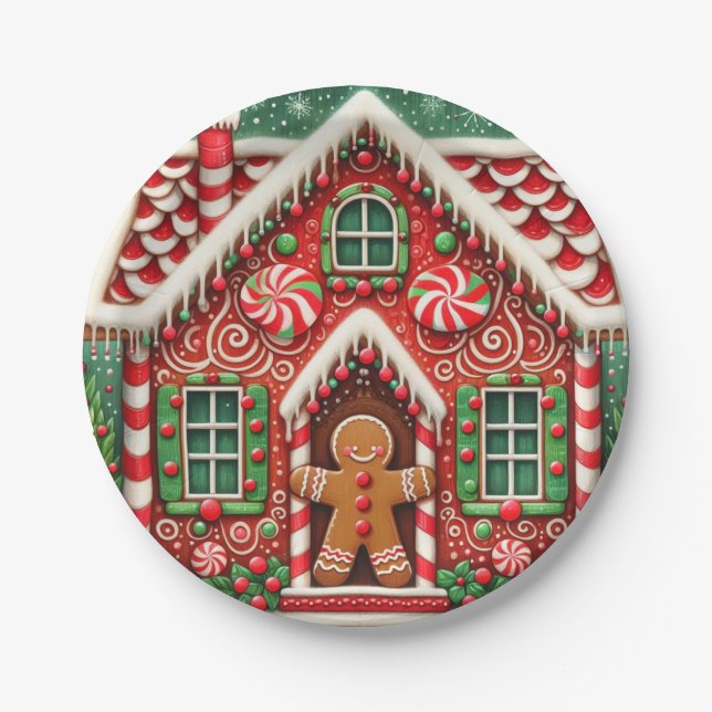 Niedlicher, skurriler Lebkuchen Pappteller (Vorderseite)
